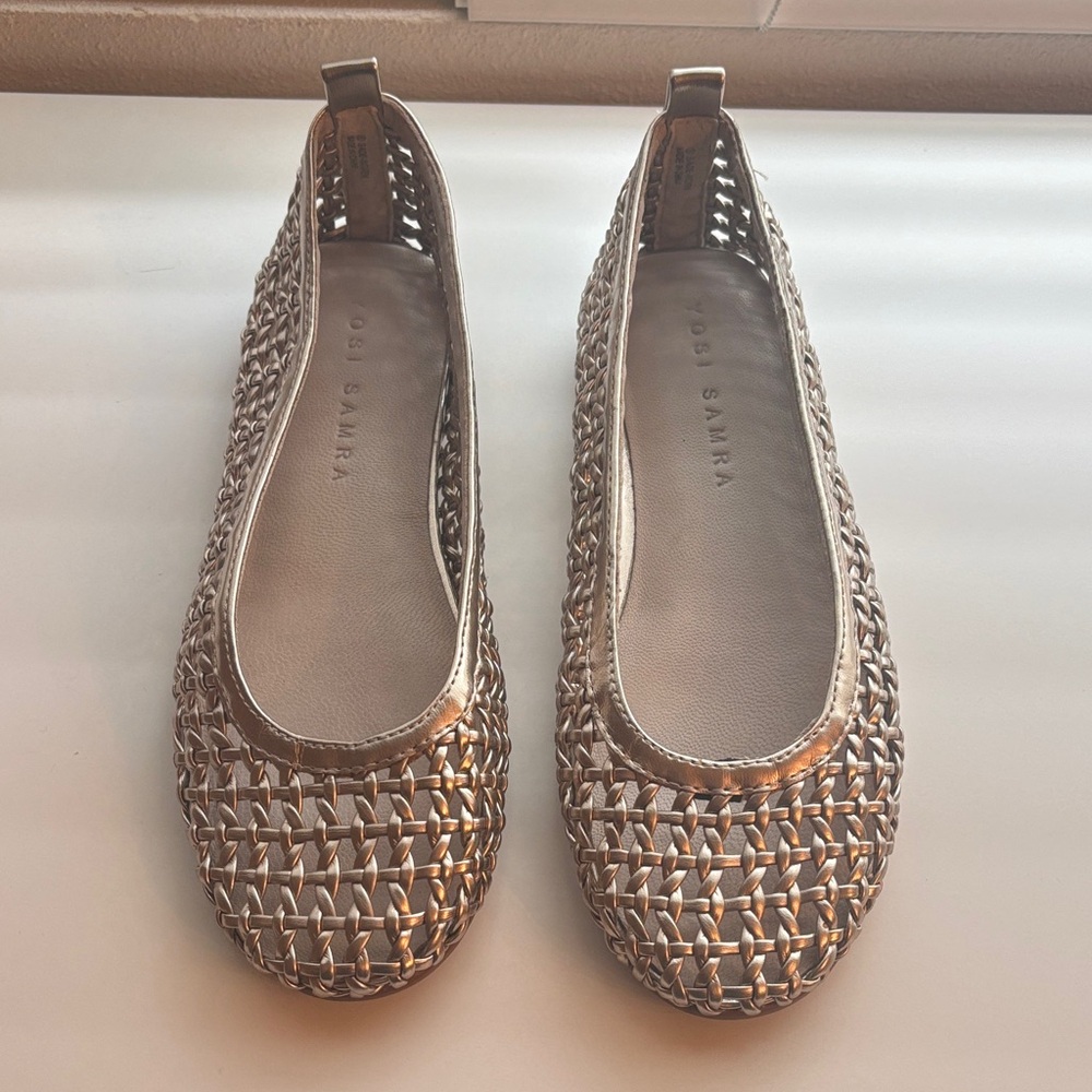 Yosi Samra Sadie Metallic Woven Flats